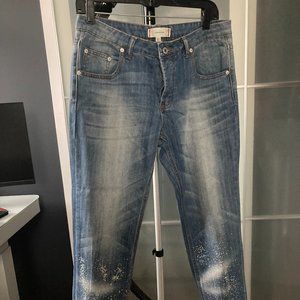 Stone-washed jeans, vintage, no stretch